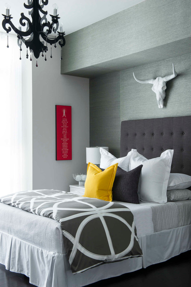Design ideas for a transitional bedroom in Orlando with grey walls.