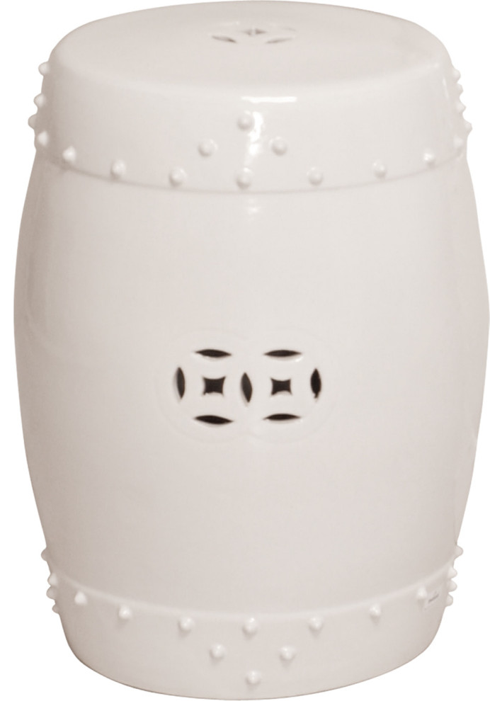 Large Drum Garden Stool, Large Contemporary Accent And Garden