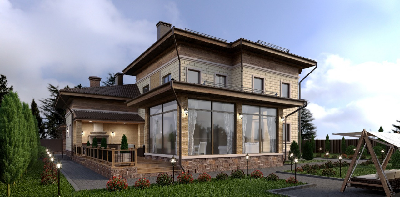 Архитектурная концепция индивидуального жилого дома КП "Новорижский"