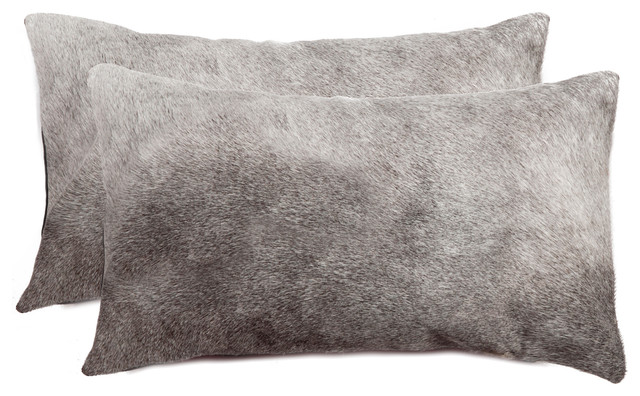 12"x20" Torino Cowhide Pillows, Set of 2, Gray