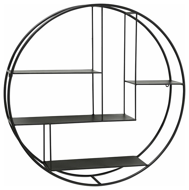 MyGift Industrial Modern 22-Inch Circle-Frame 3-Tier Floating Shelf 