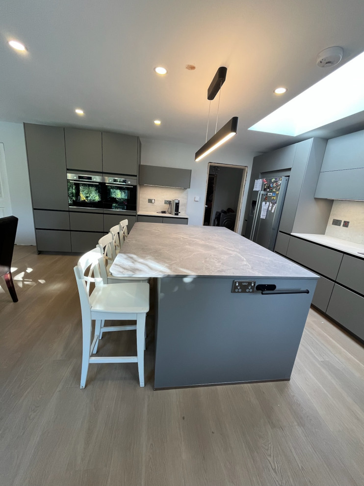 Easy Touch Taupe Modern Handleless Kitchen fitted in Solihull