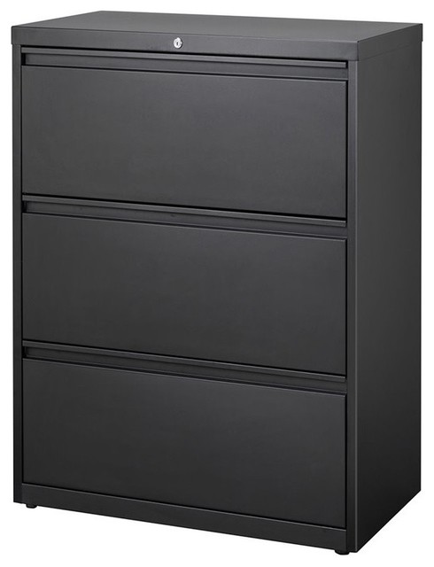 Hirsh Hl8000 Series 36 Wide 3 Drawer Lateral File Cabinet In Black