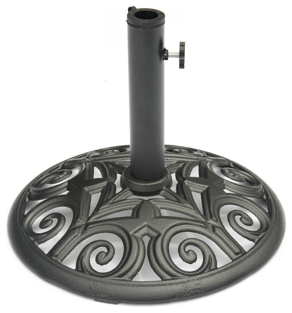 Cast Iron Umbrella Base, 17.7" Dia Mediterranean Outdoor Umbrella