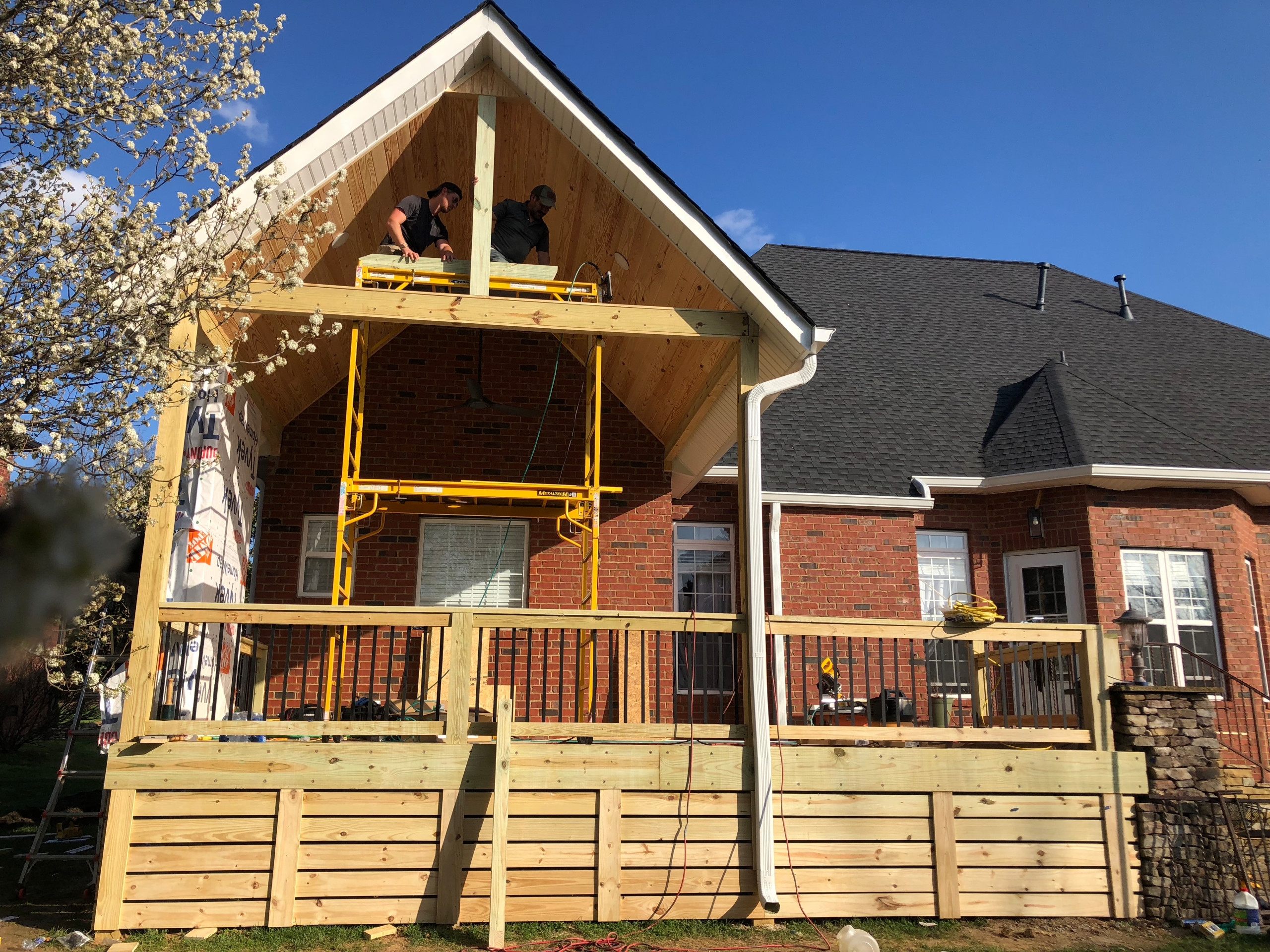 Gable extension with deck