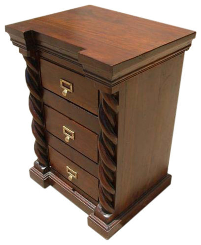 Solid Wood 3 Storage Drawer End Side Corner Hall Table Traditional Nightstands And Bedside Tables By Sierra Living Concepts
