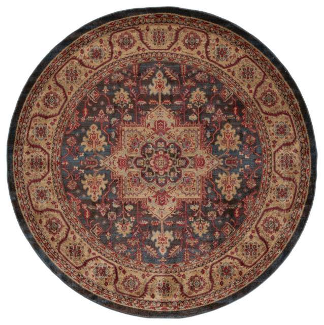Safavieh Mahal Collection Mah656e Navy / Natural Rug, 6' 7" round