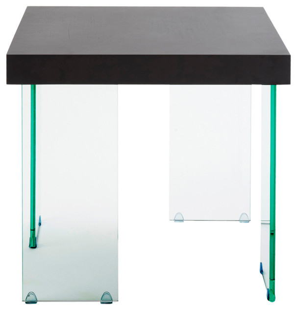 Eurostyle Cabrio Square 23x23 Side Table in Clear & Wenge