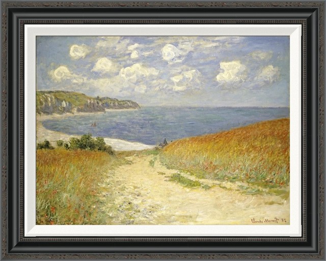 Vintage painting art claude monet artwork wheat field poster canvas framed