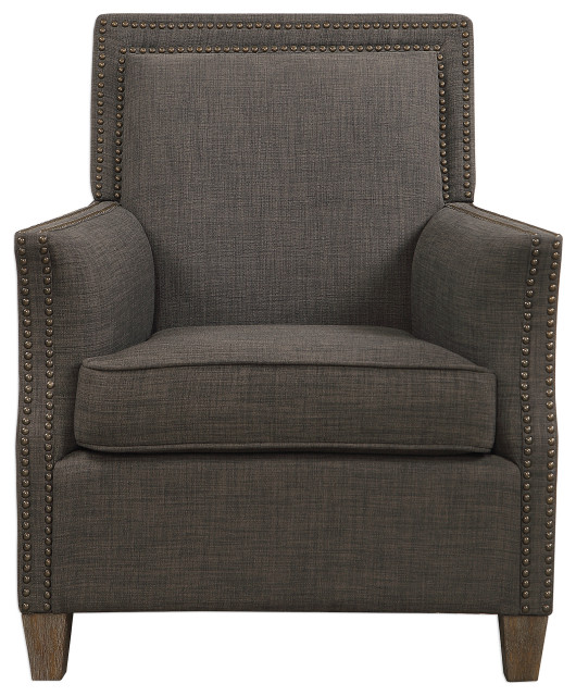 Uttermost Darick Charcoal Armchair Transitional Armchairs And Accent Chairs by HedgeApple