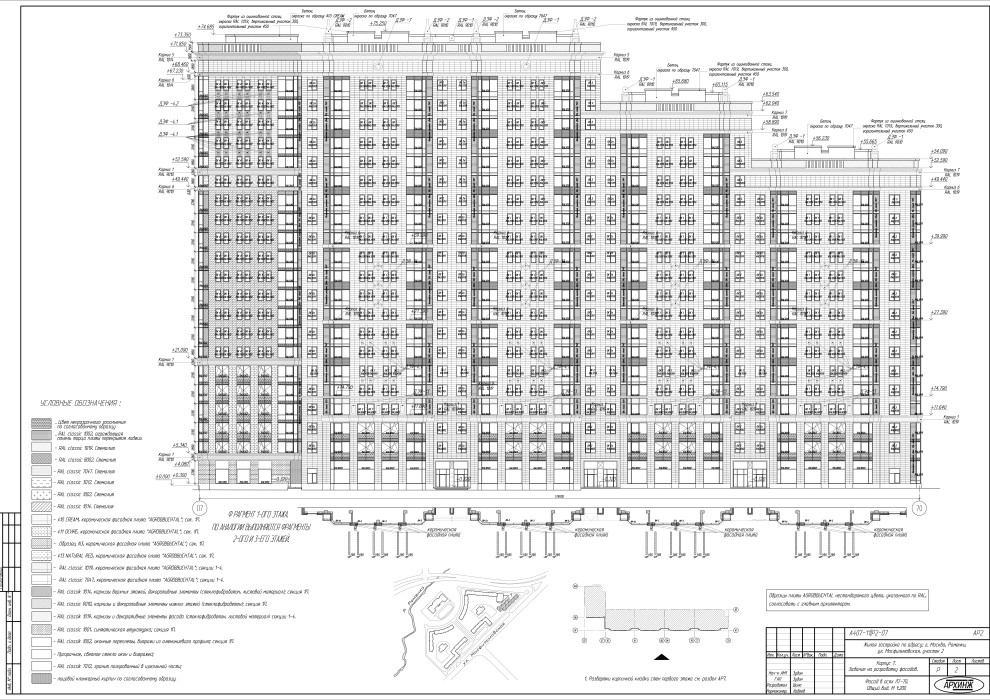 Архитектура, Главный фасад, Корпус 7, ЖК "Раменки"