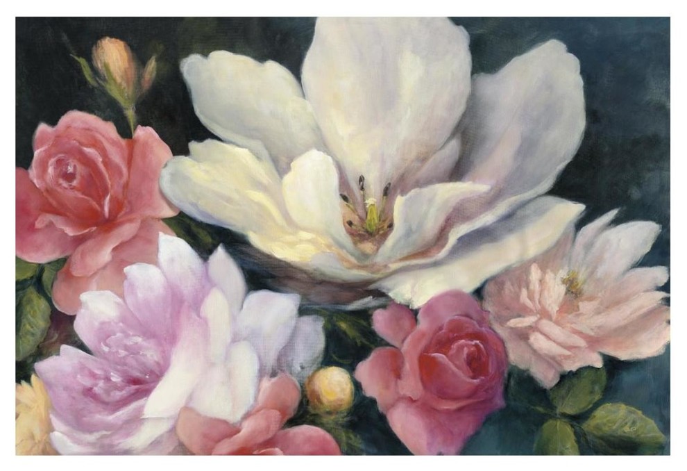 Magnolia Blooms Crop No Petal Giclee Stretched Canvas Artwork 24 x 16 Global Gallery Julia Purinton 