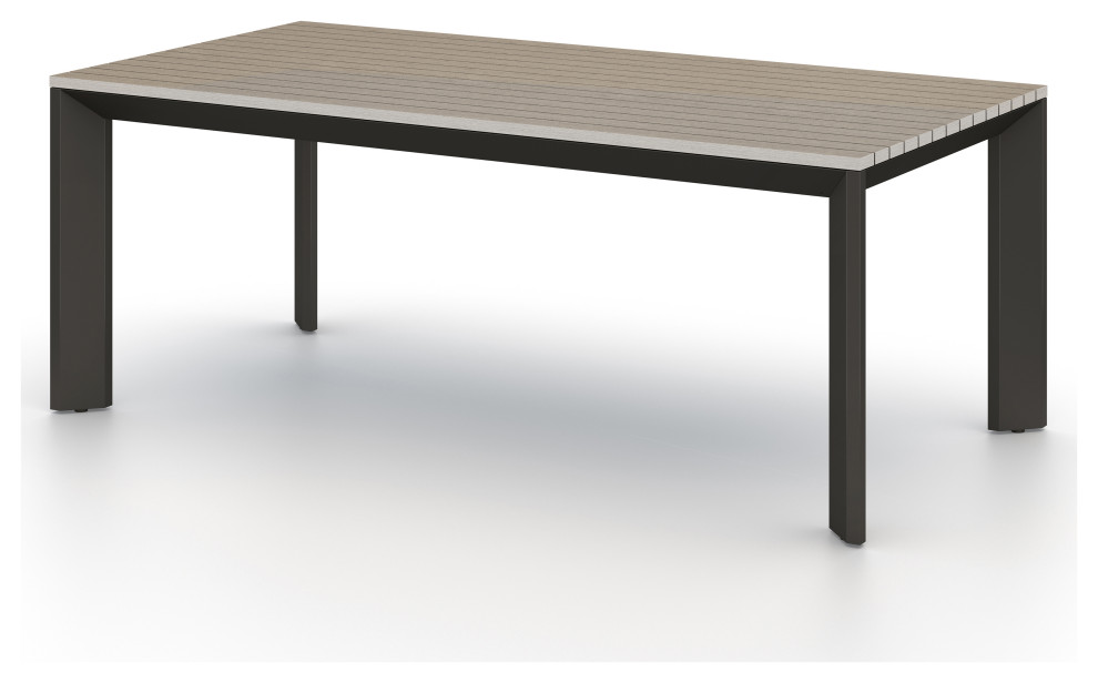 Kelso Outdoor Dining Table, 79", Grey Transitional Outdoor Dining