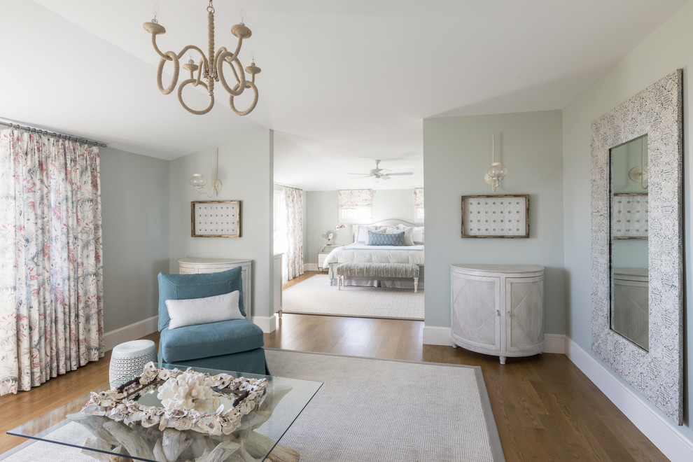 Design ideas for a beach style master bedroom in Boston.