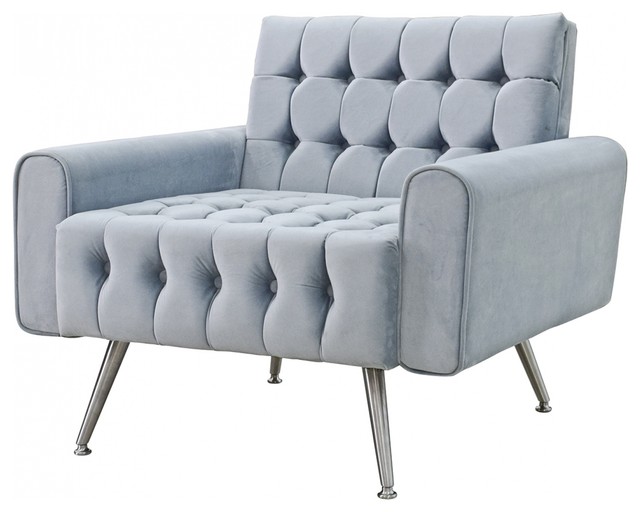 33 W Alcide Occasional Chair Modern Tufted Velvet Tapered Chrome Legs 33 W Alcide Occasional Chair Modern Tufted Velvet Tapered Chrome Legs