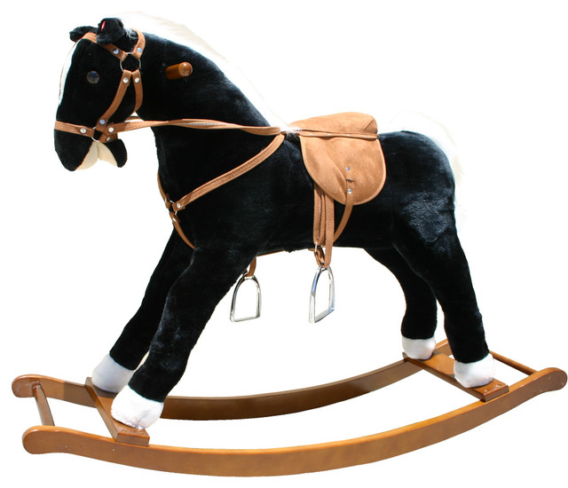 Large Black And White Rocking Horse With Sound Effects