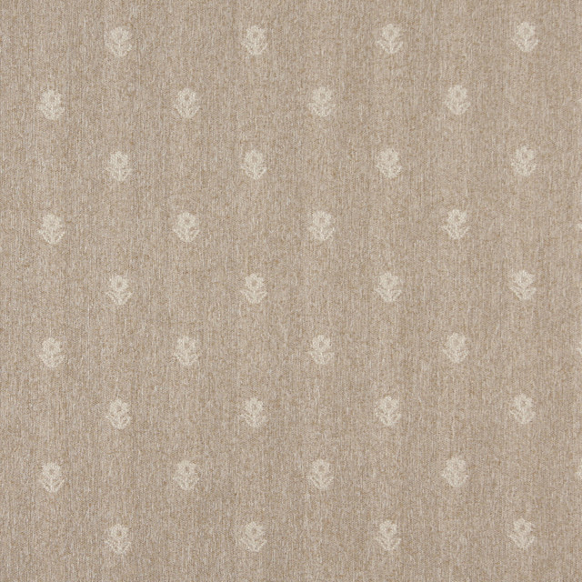 Sand And Ivory Flowers Country Tweed Upholstery Fabric By The Yard