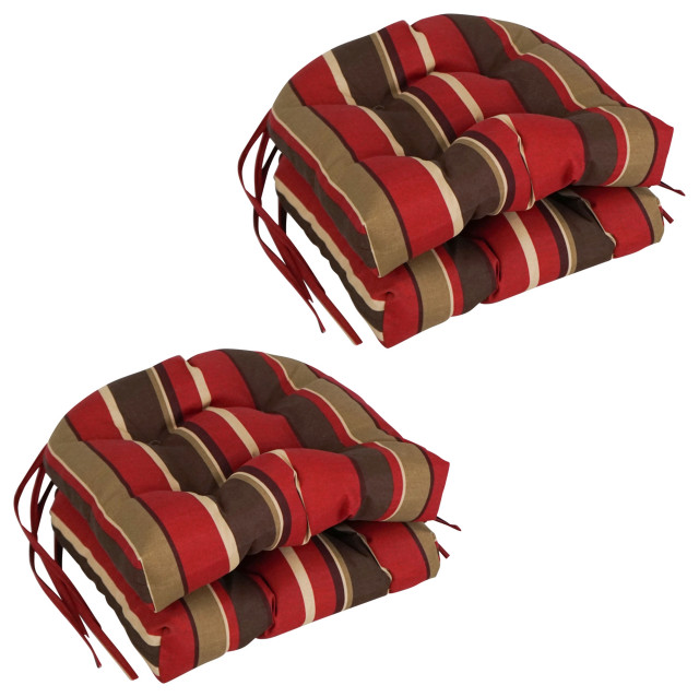 16 Outdoor U Shaped Tufted Chair Cushions Set Of 4 Montserrat Sangria Contemporary