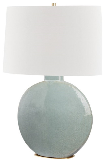 Hudson Valley Kimball 1 Light Table Lamp, Brass/Gray/White L1840-AGB-GRY