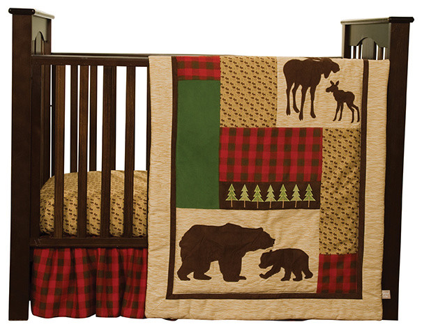 Trend Lab Northwoods 3 Piece Crib Bedding Set Red Tan Rustic Crib Bedding Sets By Cece Me