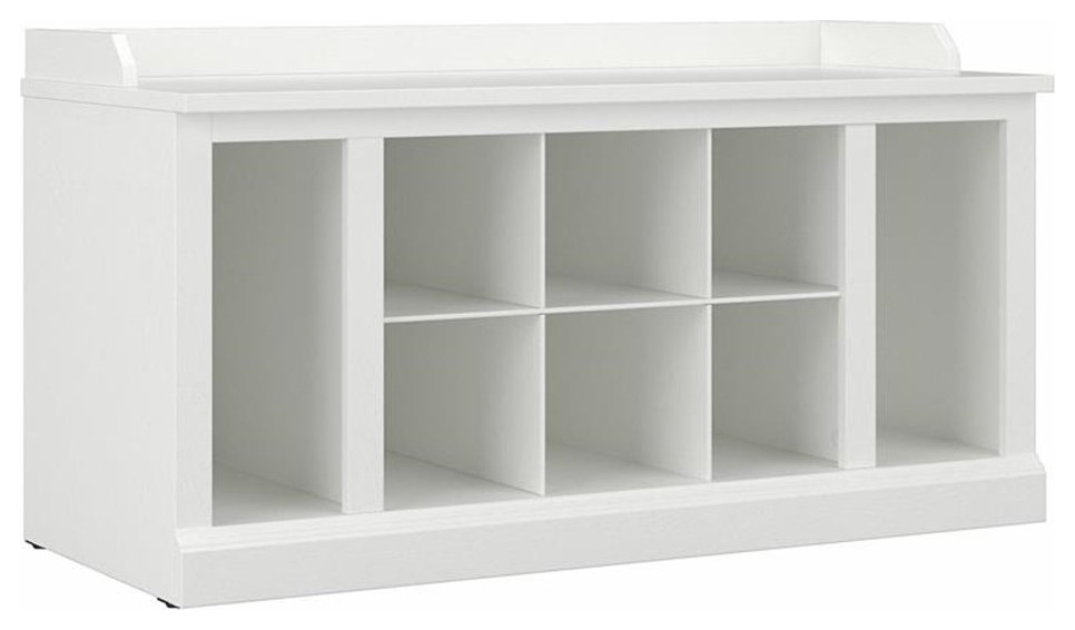 Woodland 40W Shoe Storage Bench with Shelves in White Ash - Engineered Wood