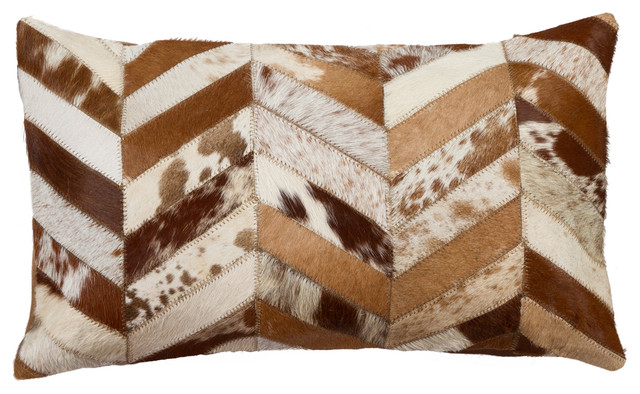 Torino Chevron Pillow, Brown/Natural, 12"x20"
