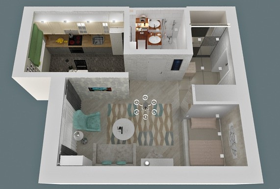 "Всё в одном" -  проект однокомнатной квартиры