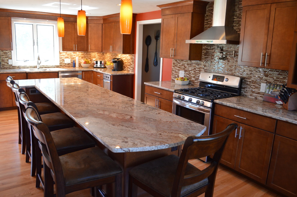 Example of a transitional kitchen design in Boston