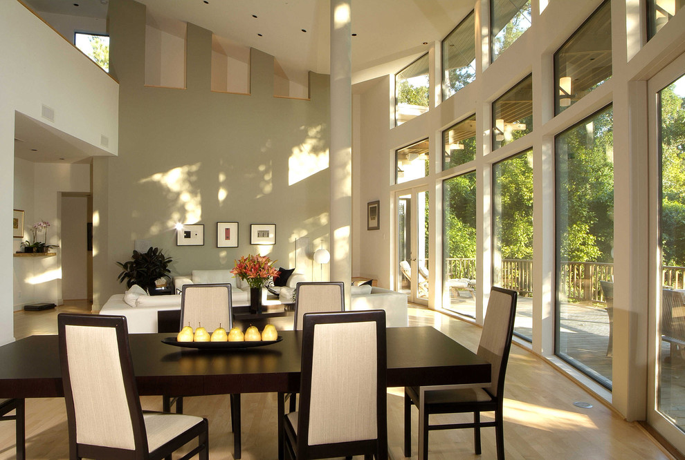 Photo of a contemporary open plan dining in Houston.