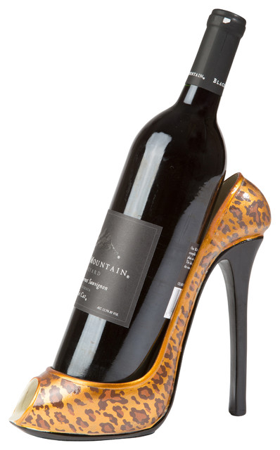 High Heel Wine Bottle Holder Leopard