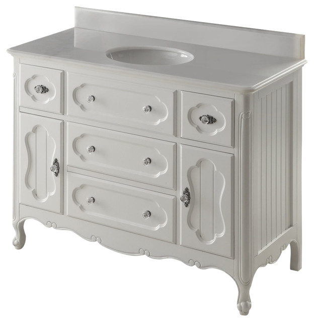 48" Victorian CottageStyle White Knoxville Bathroom Sink Vanity