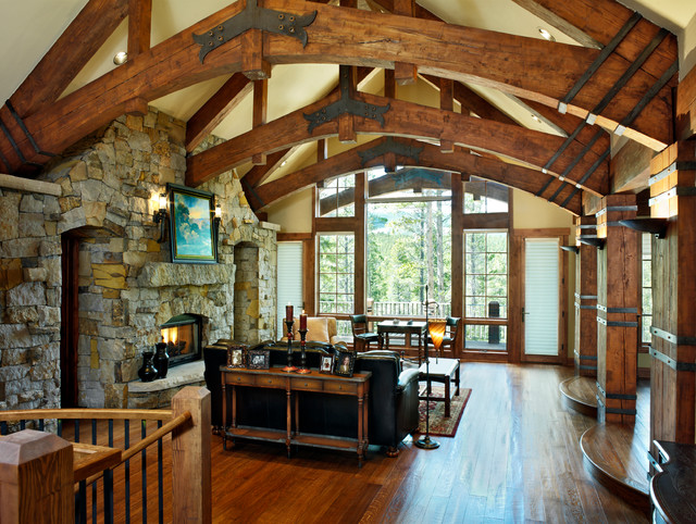  Timber  Frame  Home  Rustic  Living Room Vancouver by 