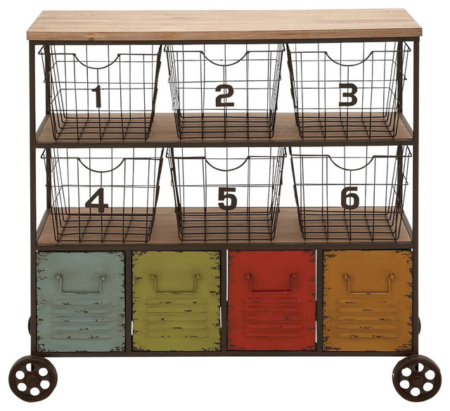 Eserman Storage Cart Industrial Utility Carts By Benzara Eserman Storage Cart