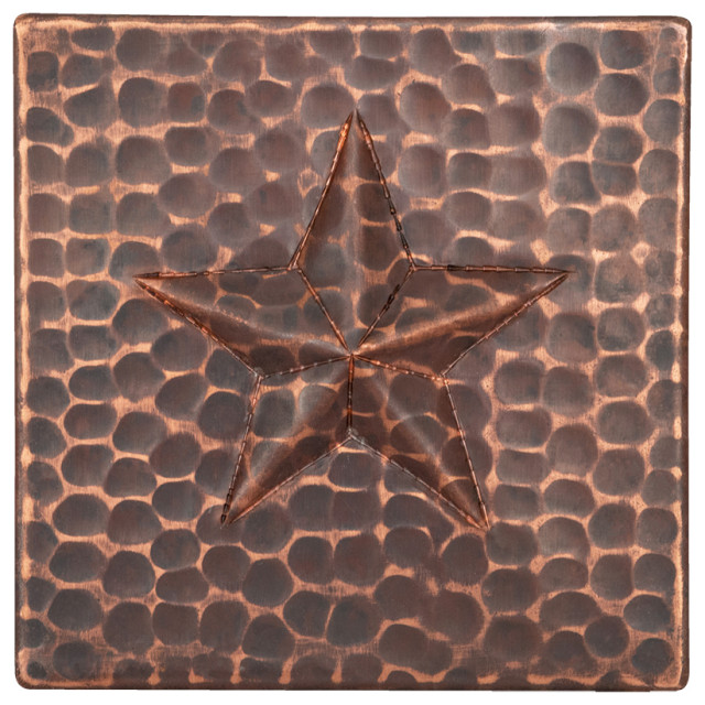 Hammered Copper Star Tile, 4"x4" Southwestern Wall And Floor Tile
