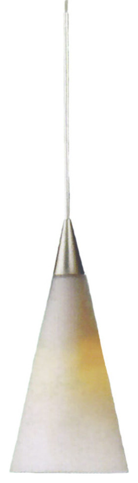 Brushed Nickel White Long Cone Pendant