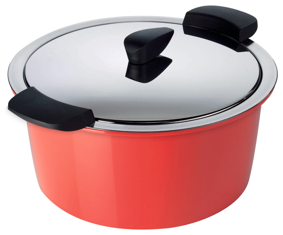 Kuhn Rikon Hotpan 2 Quart Cook & Serveware Casserole with Red Serving Shell