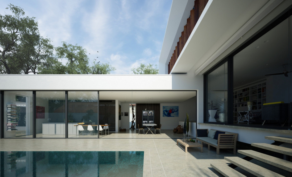 Modern building photorealistic renderigs