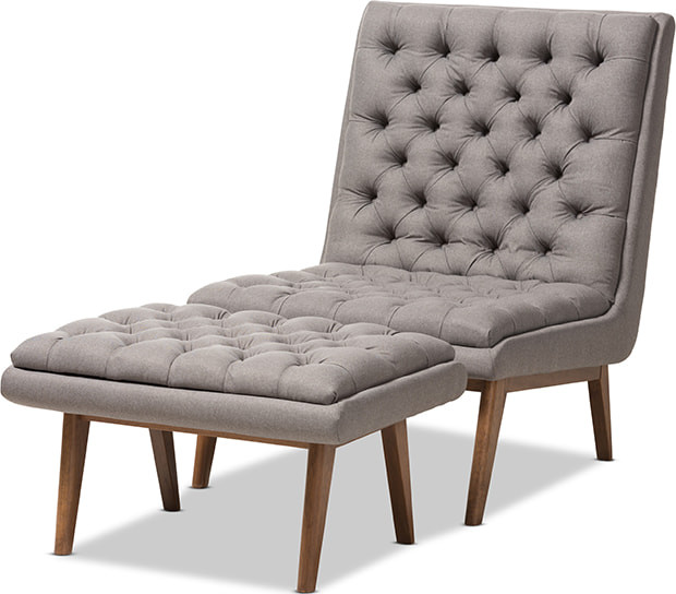 Annetha Chair and Ottoman Set - Gray
