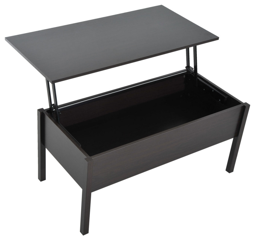 HOMCOM 39" Modern Lift Top Coffee Table Desk With Storage, Coffee Brown