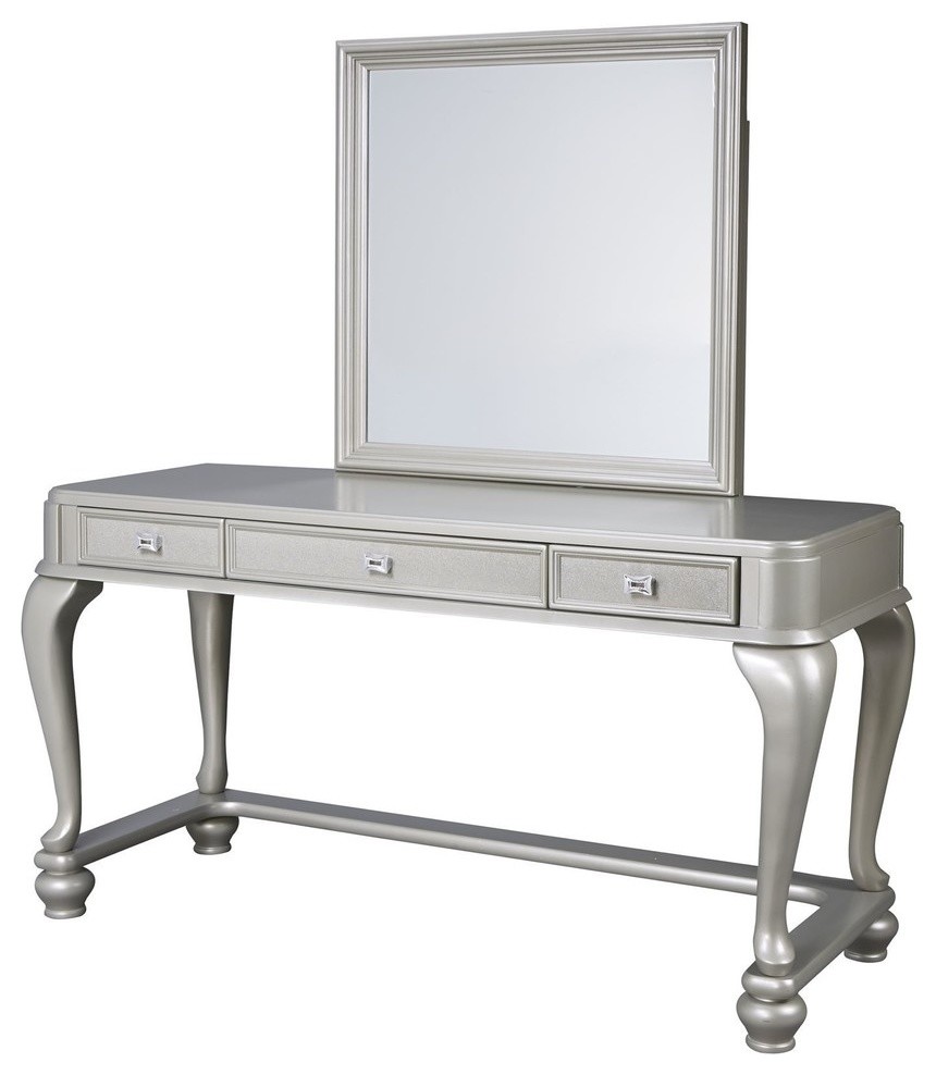 Ashley Coralayne Vanity and Mirror, Silver - Traditional - Bedroom 