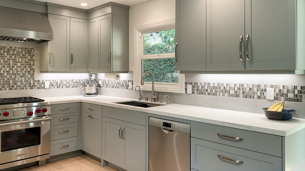 Urban Grey Kitchen Remodel with Roll-Around Island