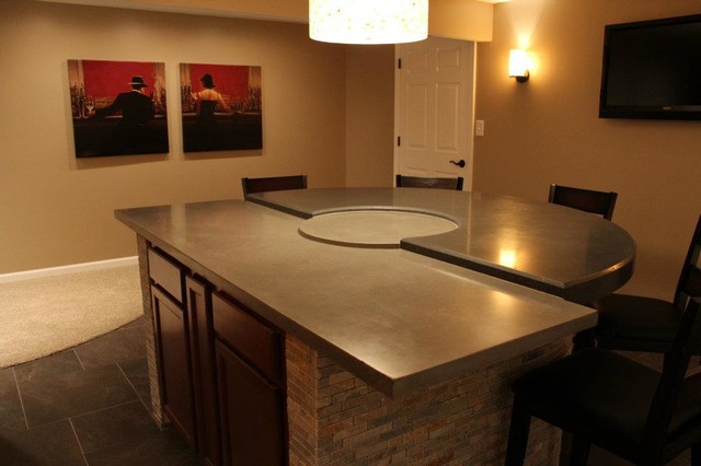 Grey And Charcoal Multi Level Concrete Countertops Traditional