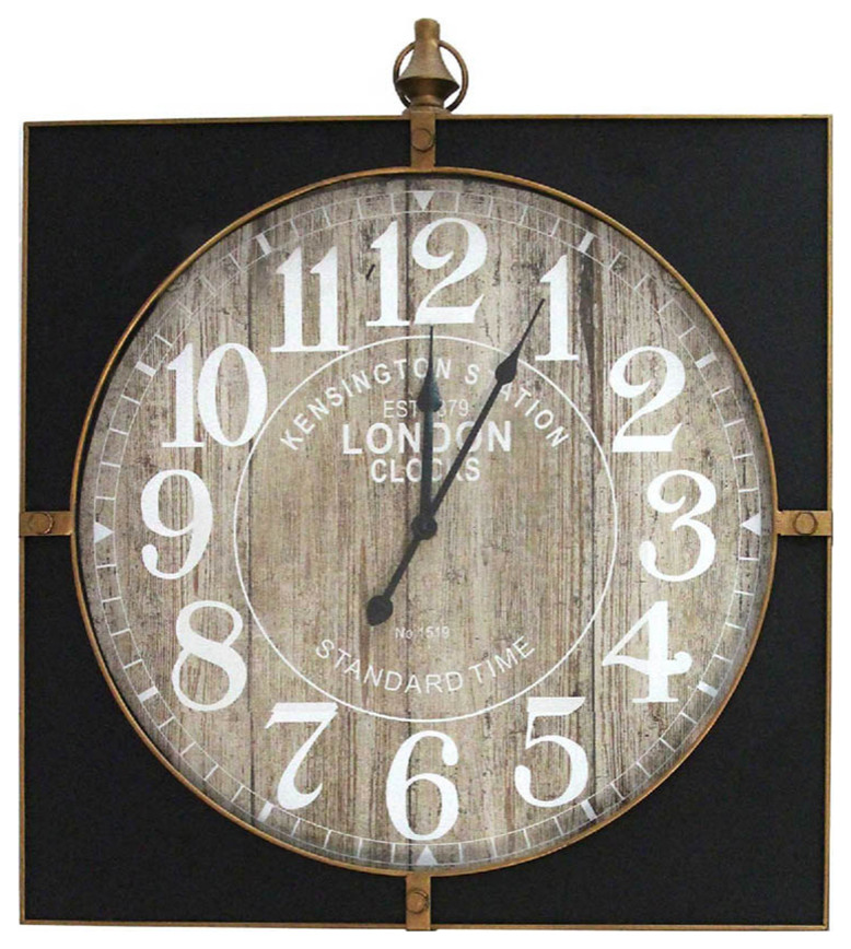 Stratton Home Decor Handcrafted Modern Jordan Wall Clock, Black Transitional Wall Clocks