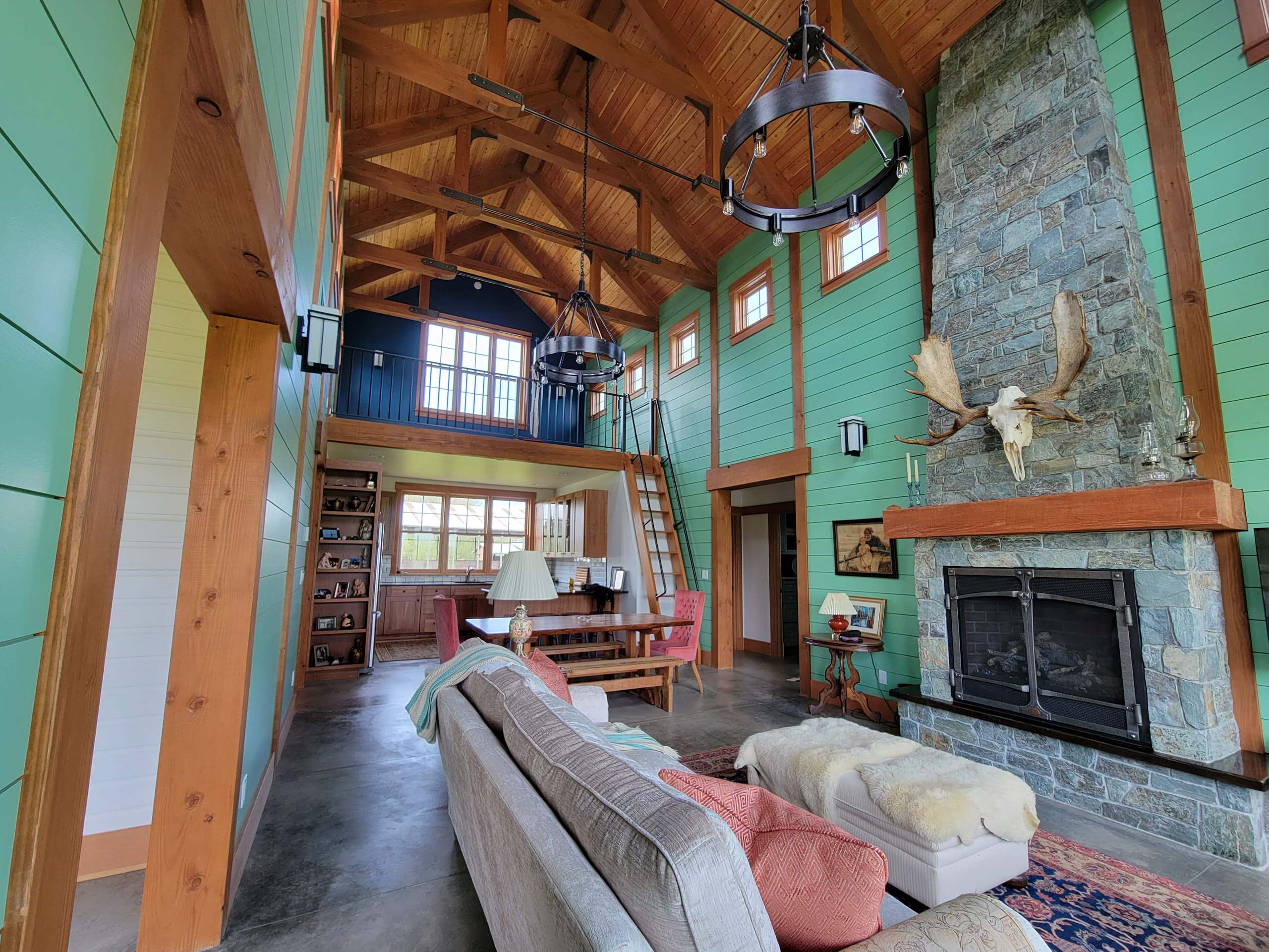 Example of a farmhouse family room design in Seattle