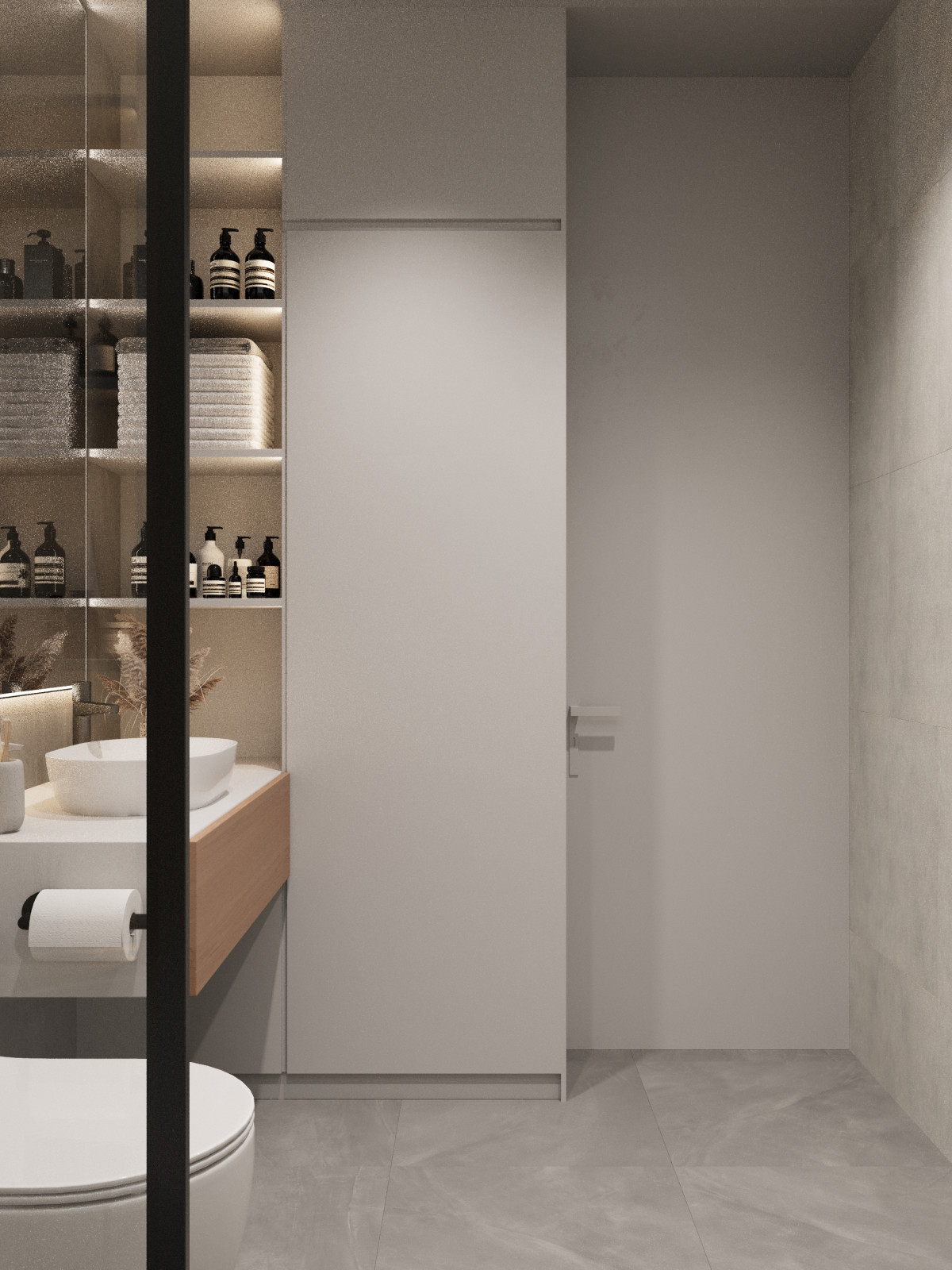 Светлая ванная в минимализме