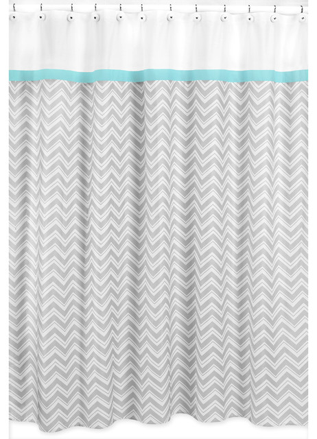 Sweet Jojo Designs Turquoise/ Grey Zig Zag Shower Curtain