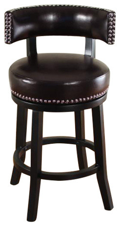 Mossoro Dark Brown Swivel Leather Counter Stool, Dark Brown