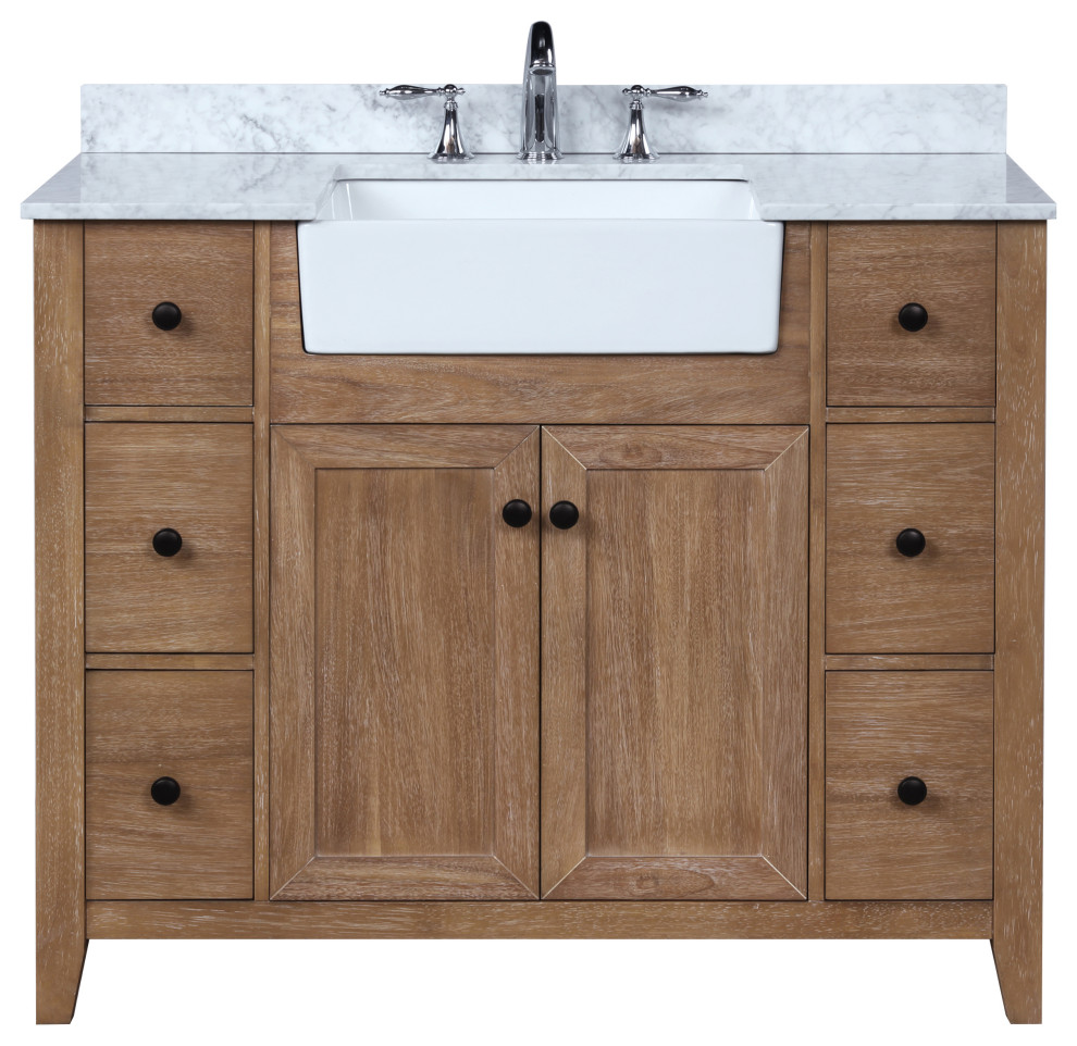 Sally 42" Bathroom Vanity, Ash Brown Finish Farmhouse Bathroom