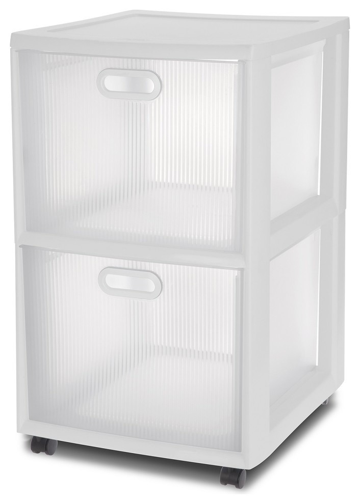 Sterilite 18 X16 X24 63 Clear And White Ultra 2 Drawer Cart