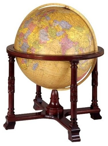 Diplomat Blue 32 Illuminated Floor Globe With Wood Stand